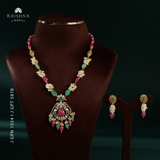 Guttapusalu Pearl & Multicolor Gemstone Set