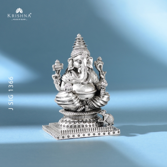 Divine Ganesh Idol In Silver