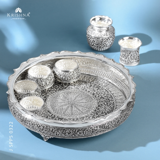 Divine Antique Silver Pooja Set