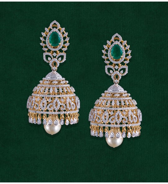 Diamond Jhumka Style Earrings