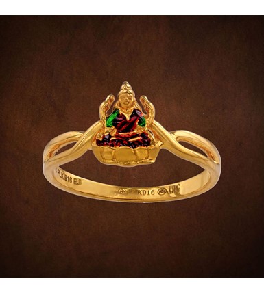 Laxmi Goddess 22kt gold Enamel ring