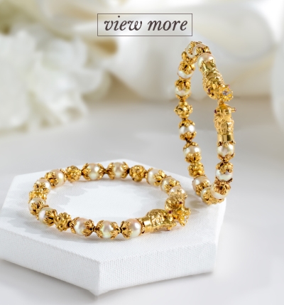 Gold Plated Pearl Bracelet FREE SIZE  AshokaSundari Jewels