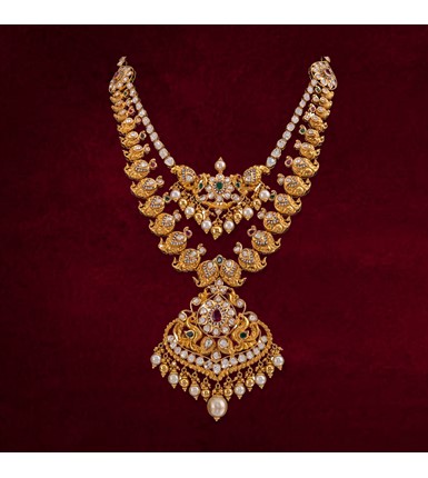 Buy Necklaces Online | Shimmering Uncut Diamond Necklace Set from Indeevari