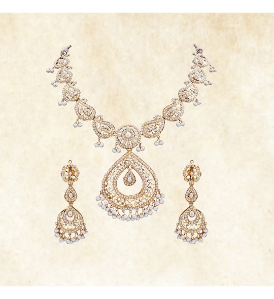 Mango Design Gold Pearl Necklace Sets