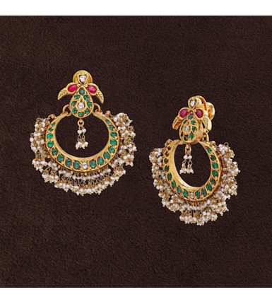 Kundan & Polki Chandbali Earrings