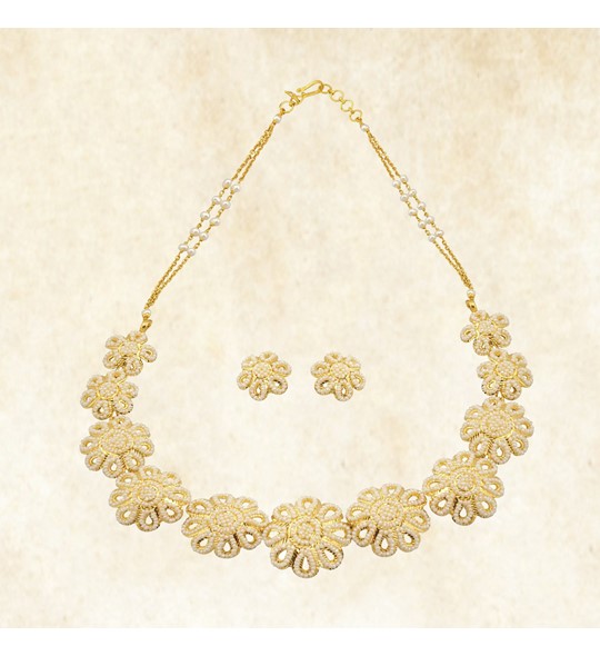 Floral Kakamoti Gold Necklace Set