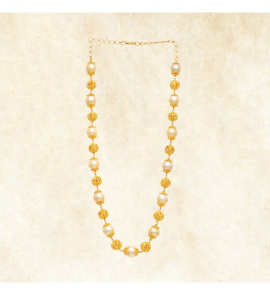 Gold Beads Necklace with Motifs - Jewellery Designs