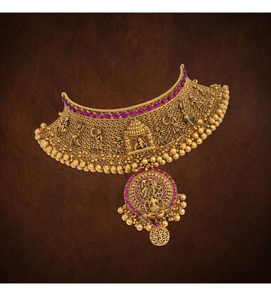 farvel Forestående Gulerod Gold Choker Necklace Online - Krishna Jewellers Pearls and Gems