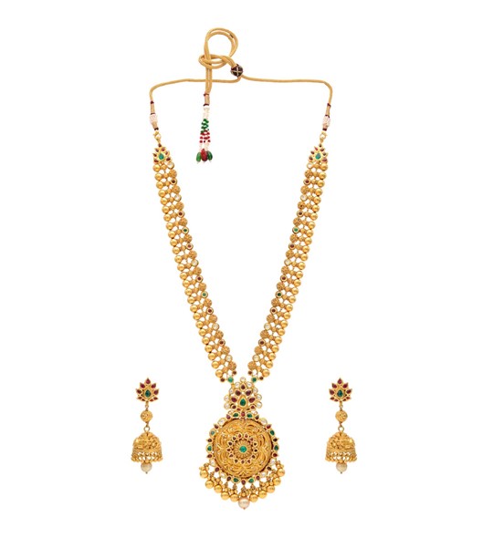 Traditional Antique Golden Faux Pearl Jhumka Necklace and Earring Set –  Gifts and Fashion