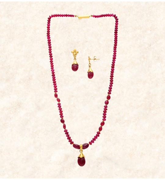 Gorgeous Ruby Drop Necklace Set