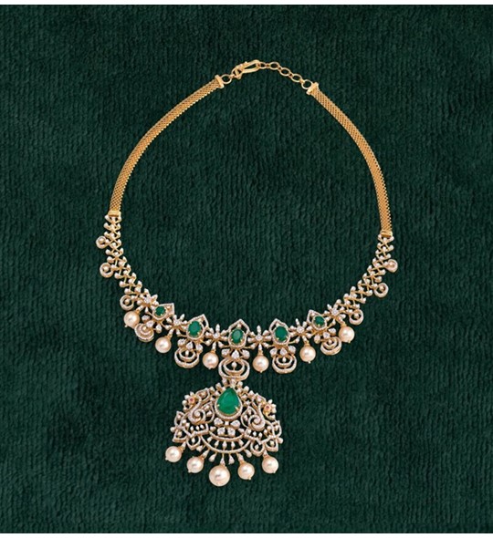 Buy Peacock Themed Diamond Necklace at Krishna Jewellers