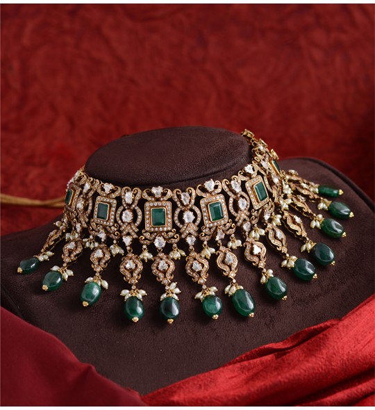 Vedrørende Underholde Anvendelse Buy Victorian Polki Choker Necklace Online at Krishna Jewellers