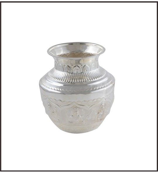 Shiva Motif Silver Pooja Pot