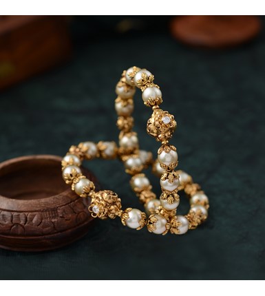 Ruby Gold Tone Kundan Inspired Pearl Bracelet  FEMIZEN  3901689