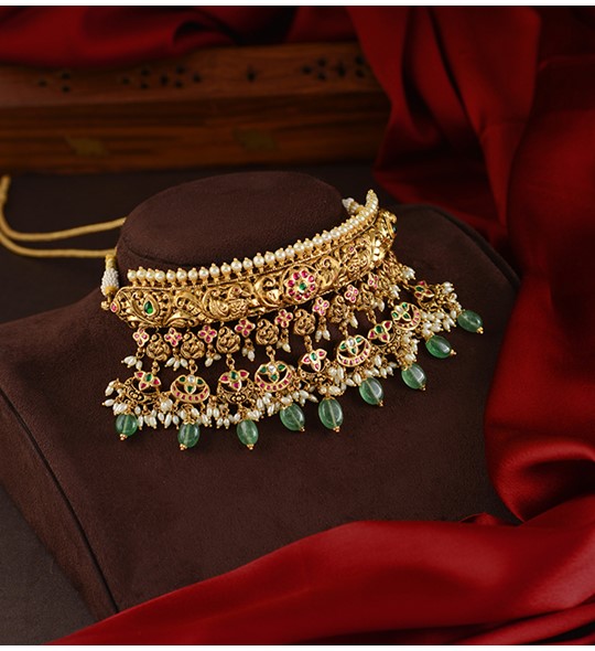 Gold Emerald Ruby Choker