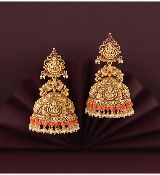 Lakshmi and Peacock Jhumkas 45 Grams - Jewellery Designs