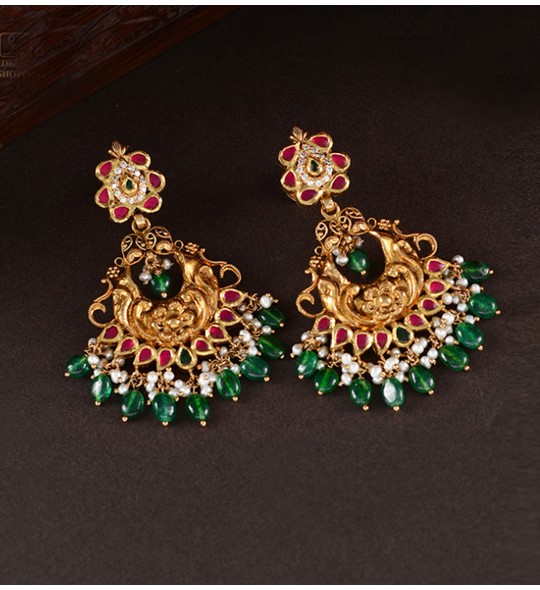 Gold Floral Chaandbaali Earrings - Shop Now