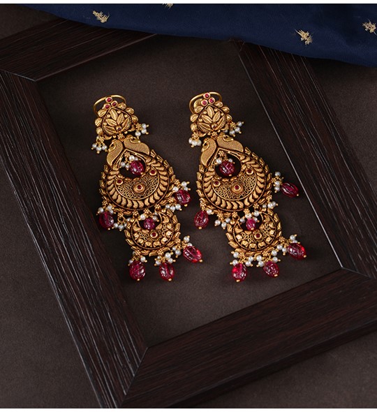 Gold Peacock Earrings