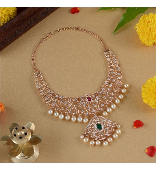 Buy Diamond Open Close Setting Necklace | Bridal Jewellery