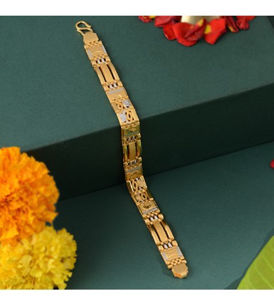 1 Gram Gold Plated Lion With Diamond Artisanal Design Bracelet For Men -  Style C552 at Rs 3850.00 | Gold Plated Bracelet | ID: 2851506244512