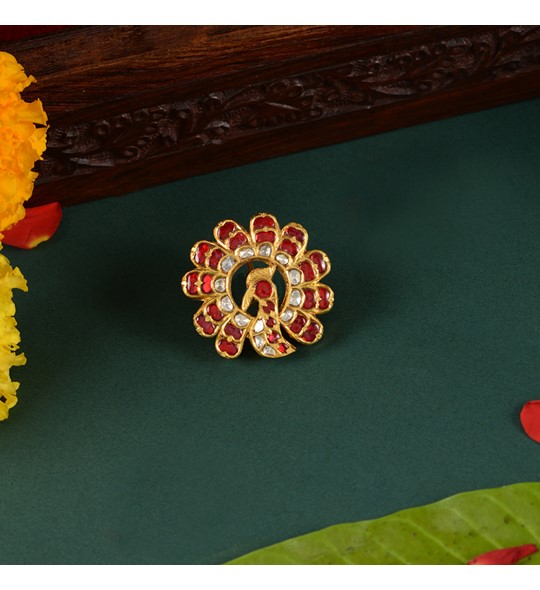 Peacock Ruby Brooch for Men