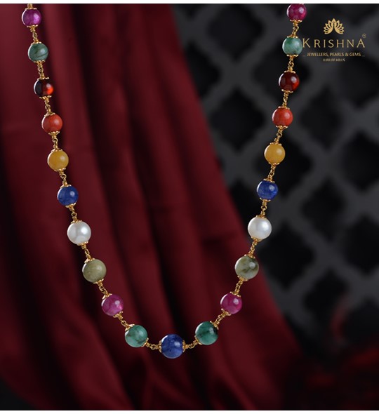 Buy Necklaces Online | Charita Navratna Necklace Set from Indeevari