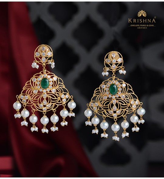 Gold Dangle Pearl Earrings