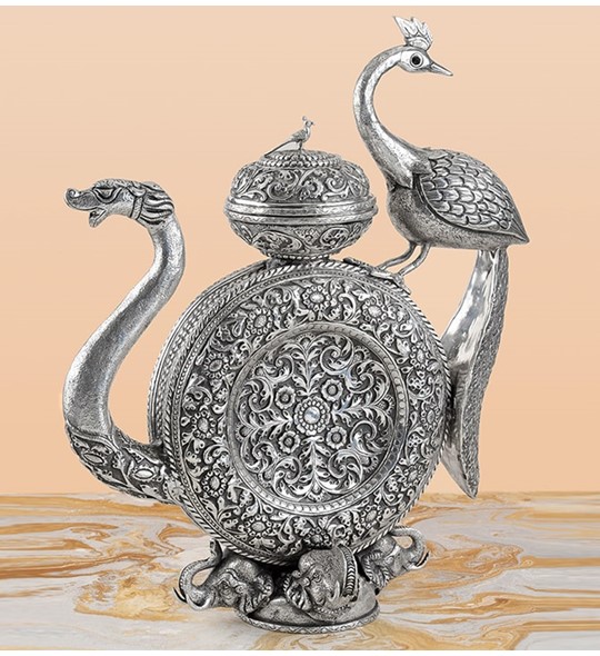 Peacock Flat Silver Pot