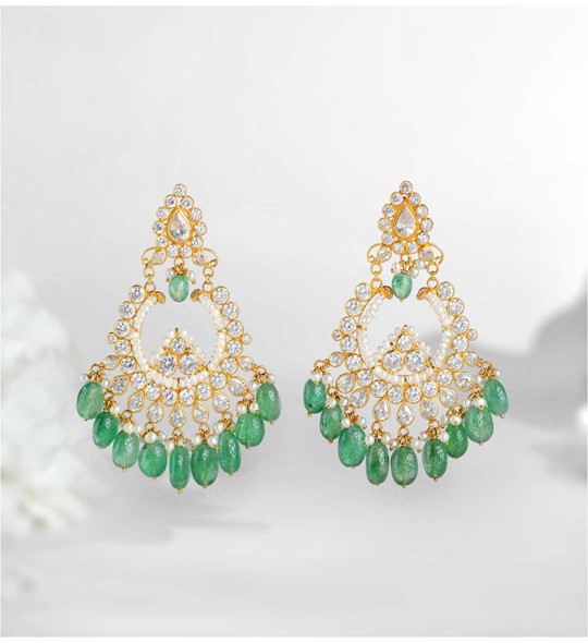 Contemperory Pearl Chandbali Earrings