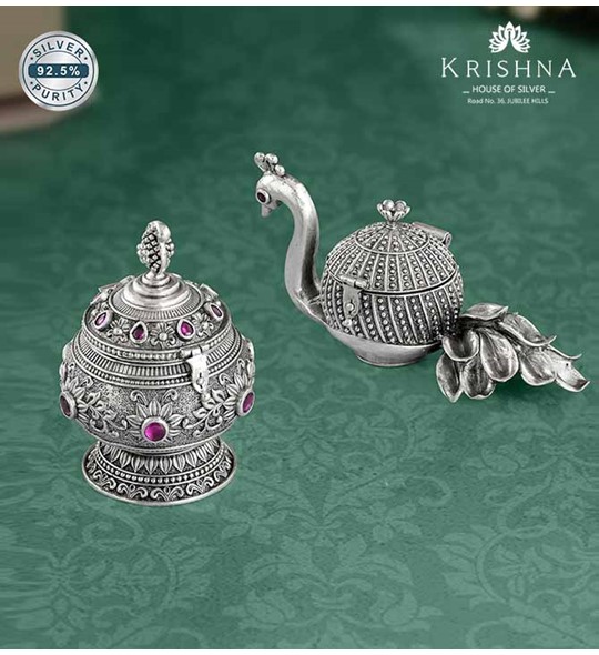 Silver Kumkum Bharni In 3D Polish