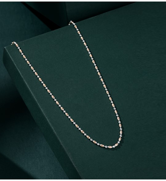 Rose and White gold ball chain
