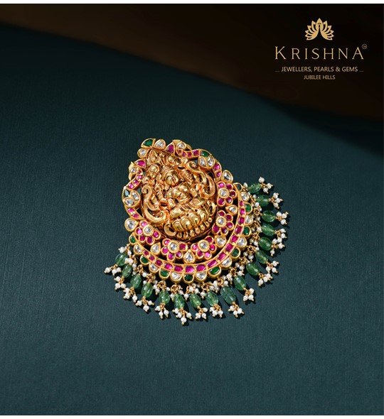 Traditional Lakshmi Gold Kundan Pendant