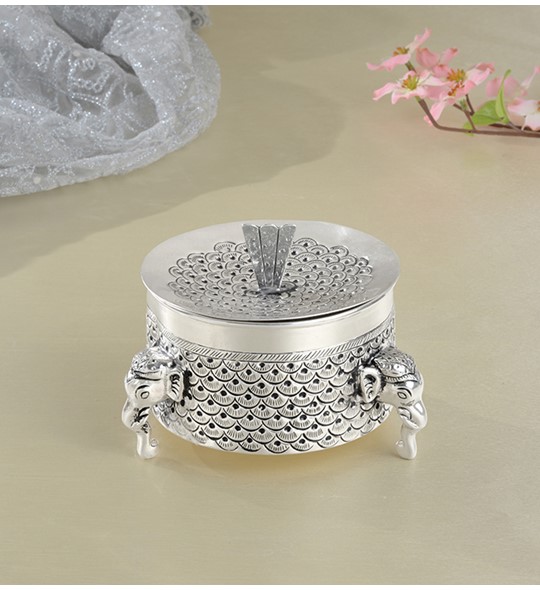 Elephant Motif Silver Bowl