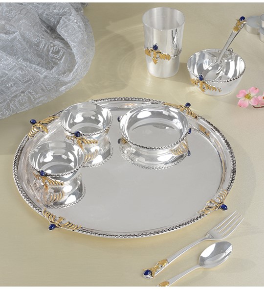 Pure Silver Sets with Blue Color Stone
