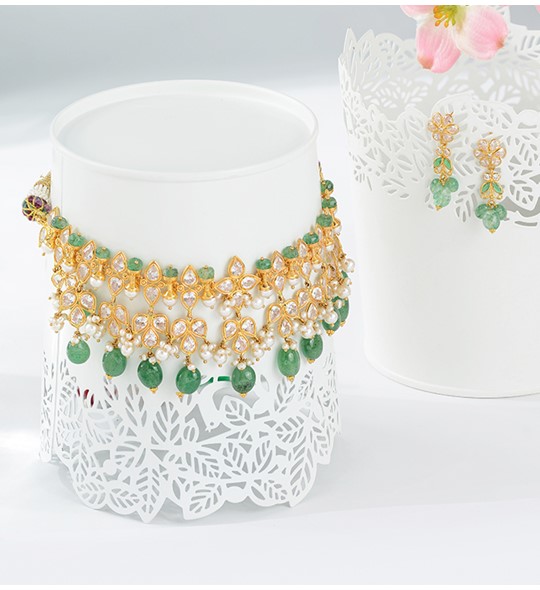 Filgree Work Gold Pearl Choker
