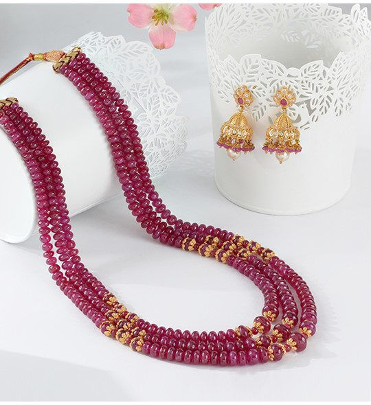 Beautiful  Gold Pearl  Ruby  Sets