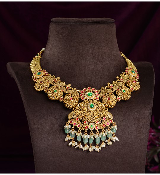 Semi-Antique Gold Peacock Necklace