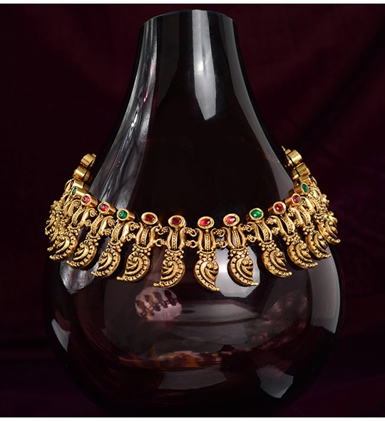 Semi Antique Gold Choker in Mango Pattern