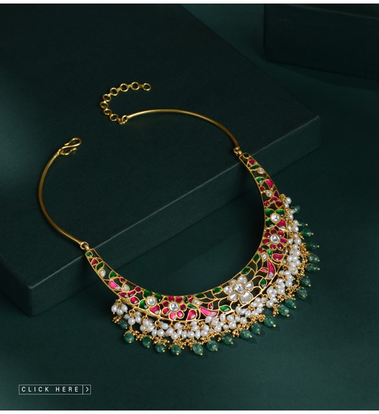 Gold Kundan Emerald Choker