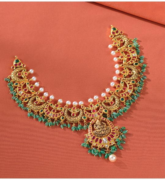 Laxmi Motif Gold Necklace