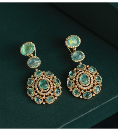 indian long diamond earrings