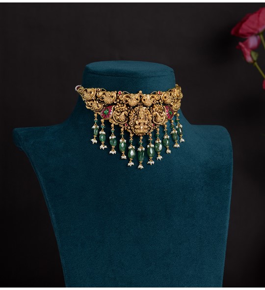 Gold Temple choker in Laxmi Figurine