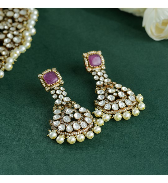 Beautiful Polki Dangle Earrings