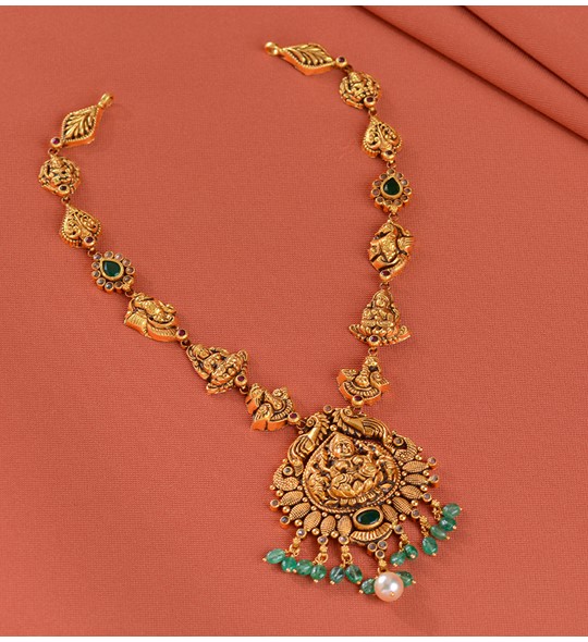 Lakshmi-Inspired Gold Pendant Necklace