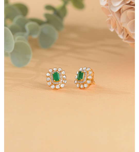 Squaricle Diamond Polki Studs