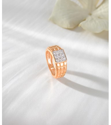 HarlemBling Real Solid 925 Sterling Silver Men's Ring - 14k Yellow Gold  Finish - Large Square Iced Baguette Diamond Ring - Great As A Pinky Ring  (7)|Amazon.com