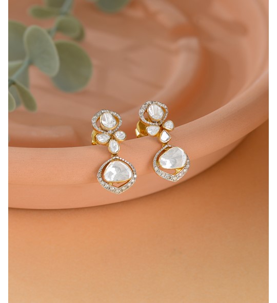 Polki Studs Hanging Earrings