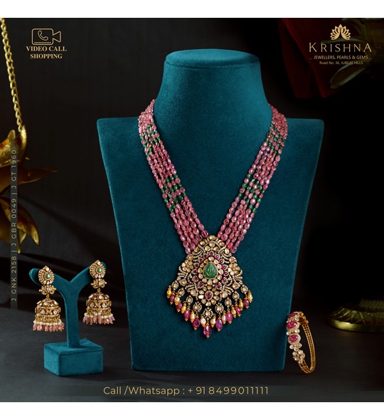 Exuberant Tourmaline Polki Necklace Sets