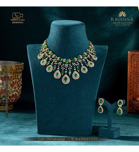 Floral Diamond Choker Sets in Floral Leaf  Motif