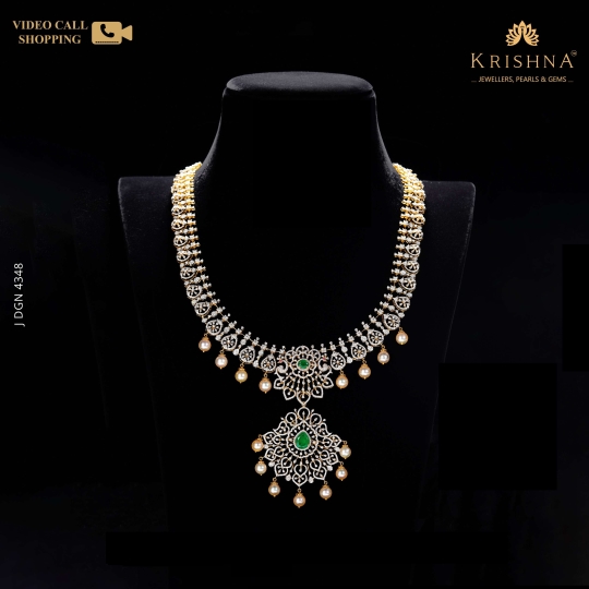 Adorable Diamond Necklace With Pendant | Krishna Jewellers